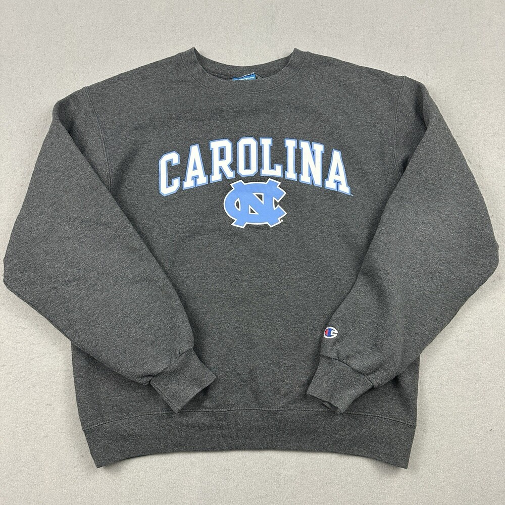 North Carolina Tar Heels Sweatshirt Men Medium Gray Champion Crew Neck NCAA M